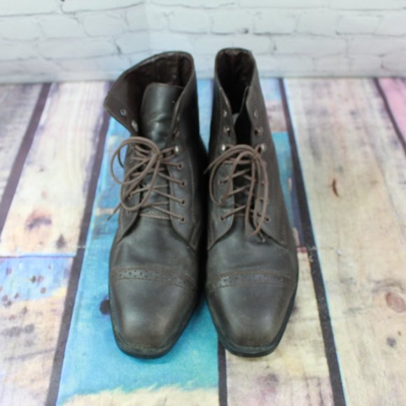Tuff Rider Brown Leather Lace Up Cap toe Paddock Boots Size 7.5 M - Picture 5 of 9